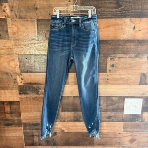 KanCan Luna Dark Blue Skinny Jeans Frayed Hem